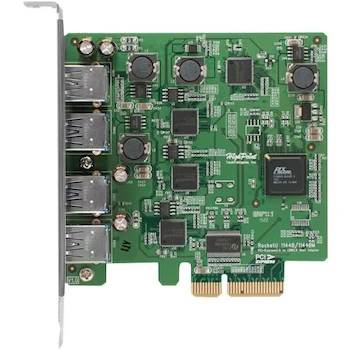 Imagen de referencia para HighPoint RocketU 1144D Series Model RU1144D 4-Port USB-A USB 3.0 PCI-Express 2.0 x4 Host Bus Adapter (HBA), Size: 20.32 x 17.78 x 3.81 cm