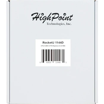 Imagen 5 de HighPoint RocketU 1144D Series Model RU1144D 4-Port USB-A USB 3.0 PCI-Express 2.0 x4 Host Bus Adapter (HBA), Size: 20.32 x 17.78 x 3.81 cm