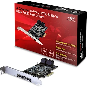 Imagen de referencia para Vantec UGT-ST644R - Tarjeta de Host RAID PCIe de 4 Canales y 6 Puertos SATA 6Gb/s con Tecnología HyperDuo