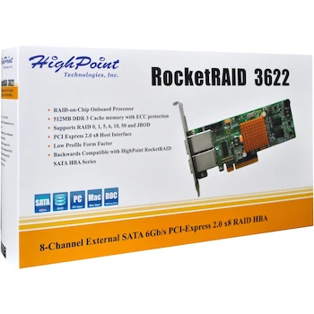 Imagen 5 de HighPoint RocketRAID 3622 8-Channel External SATA 6Gb/s PCI-Express 2.0 x8 RAID HBA Low Profile