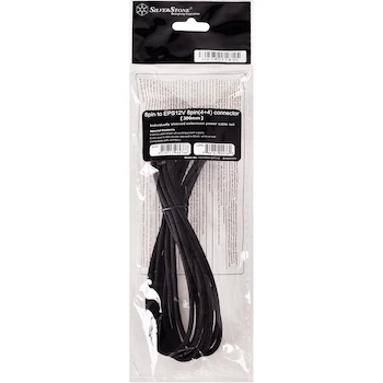 Imagen 2 de SilverStone Technology PP07-EPS8B - Cable de Extensión EPS12V 8-Pin a 4+4 Pin (ATX/EPS), Negro, Sleeved, 30cm