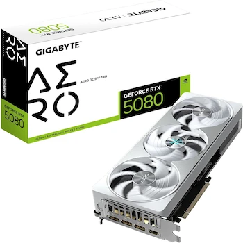 Imagen de referencia para GIGABYTE Tarjeta Gráfica GeForce RTX 5080 AERO OC SFF 16G Blanca, 16GB GDDR7 256-bit, Modelo GV-N5080AERO OC-16GD