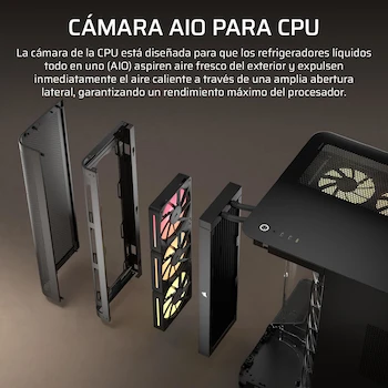 Imagen 5 de Corsair AIR 5400 LX-R RGB iCUE LINK Caja para PC Semitorre Mid-Tower Triple Cámara Panorámica con 3 Ventiladores LX-R RGB Reverse-Rotor Preinstalados - Negro