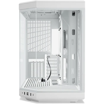 Imagen 2 de Hyte Y70 Funda para Juegos de Computadora Mid-Tower ATX de Vidrio Templado Panorámico de Doble Cámara con Cable Elevador PCIe 4.0 Incluido, Color Blanco Nieve, Modelo CS-HYTE-Y70-WW, Dimensiones 470x320x470 mm, Volumen 70.7 L, Serie Y70