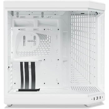 Imagen 3 de Hyte Y70 Funda para Juegos de Computadora Mid-Tower ATX de Vidrio Templado Panorámico de Doble Cámara con Cable Elevador PCIe 4.0 Incluido, Color Blanco Nieve, Modelo CS-HYTE-Y70-WW, Dimensiones 470x320x470 mm, Volumen 70.7 L, Serie Y70