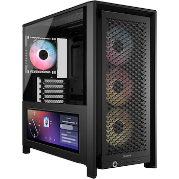 Imagen de referencia para Corsair Frame 4000D LCD RS ARGB Chasis para PC Modular ATX Semitorre – Pantalla Táctil LCD XENEON Edge, Sistema de Montaje de InfiniRail, 4 Ventiladores RS120 ARGB PWM – Negro
