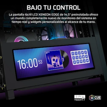 Imagen 3 de Corsair Frame 4000D LCD RS ARGB Chasis para PC Modular ATX Semitorre – Pantalla Táctil LCD XENEON Edge, Sistema de Montaje de InfiniRail, 4 Ventiladores RS120 ARGB PWM – Negro