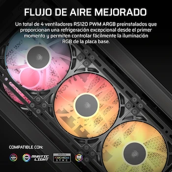 Imagen 4 de Corsair Frame 4000D LCD RS ARGB Chasis para PC Modular ATX Semitorre – Pantalla Táctil LCD XENEON Edge, Sistema de Montaje de InfiniRail, 4 Ventiladores RS120 ARGB PWM – Negro