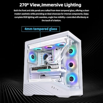 Imagen 4 de Lian Li Vector V100 White – ARGB ATX/mATX/ITX Mid-Tower Case with Clean Pro Gamer Style