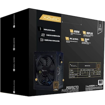 Imagen 4 de Fuente de Poder Xzeal XZ650 650W 80 Plus Bronze Ventilador 120mm ATX No Modular Negro Stylos XZPS650B