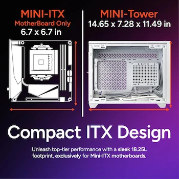 Imagen 2 de Cooler Master NR200P V2 - Funda para PC Mini-ITX, Color Blanco, Vidrio Templado, Serie MasterBox, Compatible con RTX 5080|RX 9070 XT