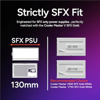 Imagen 3 de Cooler Master NR200P V2 - Funda para PC Mini-ITX, Color Blanco, Vidrio Templado, Serie MasterBox, Compatible con RTX 5080|RX 9070 XT