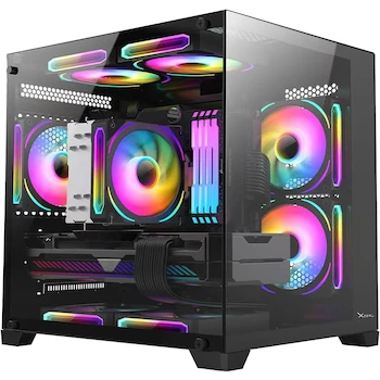 Imagen de referencia para Stylos Gabinete Gamer CXi2 Micro ATX Mini Torre 3 Fan Cristal Templado RGB Negro XZGAMC2B