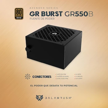 Imagen 4 de Balam Rush GR Burst GR550B Fuente de Poder ATX 550W 80 Plus Bronze No Modular Legend Negro BR-937696