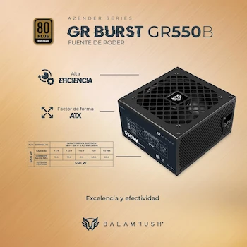 Imagen 5 de Balam Rush GR Burst GR550B Fuente de Poder ATX 550W 80 Plus Bronze No Modular Legend Negro BR-937696