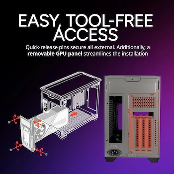 Imagen 2 de Cooler Master NR200P MAX V2 Mini-ITX Funda para PC, Modelo NR200PV2-MCNN85-SL0, Color Negro/Gris, Dimensiones 37.69 x 18.49 x 29.18 cm, Factor de Forma Mini-ITX, Serie NR200P MAX, Material Metal y Vidrio Templado