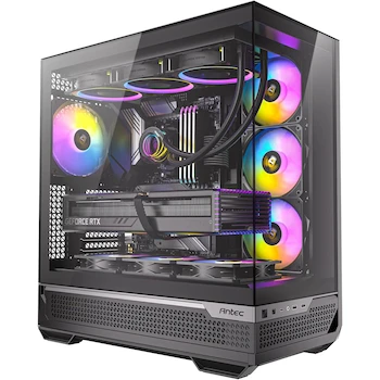 Imagen de referencia para Antec C7 ARGB Black Mid-Tower E-ATX Case, RTX 40 GPU Support, 4 Ventiladores ARGB PWM Incluidos (3x120mm + 1x140mm), Paneles de Vidrio Templado Frontal y Lateral