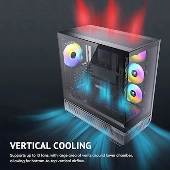 Imagen 3 de Antec C7 ARGB Black Mid-Tower E-ATX Case, RTX 40 GPU Support, 4 Ventiladores ARGB PWM Incluidos (3x120mm + 1x140mm), Paneles de Vidrio Templado Frontal y Lateral