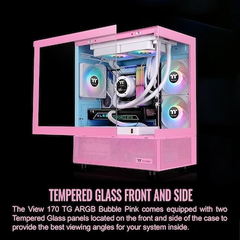 Imagen 3 de Thermaltake View 170 TG ARGB Micro Chasis m-ATX Bubble Pink con Panel de Vidrio Templado