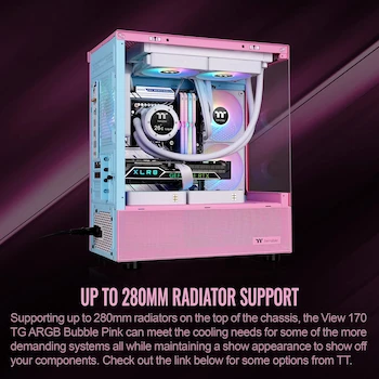 Imagen 4 de Thermaltake View 170 TG ARGB Micro Chasis m-ATX Bubble Pink con Panel de Vidrio Templado