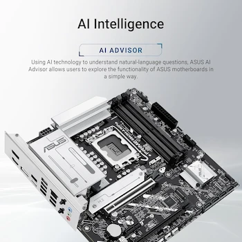 Imagen 2 de ASUS Prime B860M-A WiFi Blanco Mainboard Socket Intel LGA 1851, Chipset Intel B860, Formato mATX, Modelo 90MB1JY0-M0EAY0, Serie Prime, Capacidad Máxima de Memoria 256 GB, Dimensiones 24.4 x 24.4 x 5 cm, Peso 800 g