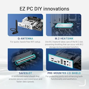 Imagen 4 de ASUS Prime B860M-A WiFi Blanco Mainboard Socket Intel LGA 1851, Chipset Intel B860, Formato mATX, Modelo 90MB1JY0-M0EAY0, Serie Prime, Capacidad Máxima de Memoria 256 GB, Dimensiones 24.4 x 24.4 x 5 cm, Peso 800 g