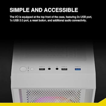 Imagen 5 de GAMDIAS AURA GC2 E WH A - Carcasa para Computadora Gaming Mid Tower ATX con Panel Lateral de Vidrio Templado, Color Blanco, Serie Aura, Tamaño Media Torre, Capacidad para Placas Base ATX, Micro ATX, Mini ITX