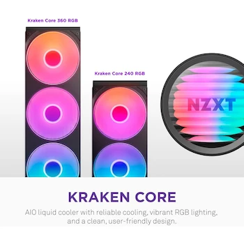 Imagen 2 de NZXT Kraken Core 240 RGB - Enfriador Líquido AIO para CPU - Radiador 240 mm - Negro - Modelo RL-KR24C-B1
