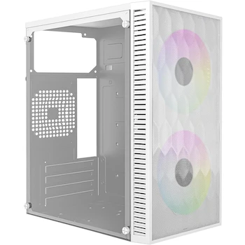 Imagen 4 de Acteck Gabinete Compacto Mini Torre Fuji GC470 MAX MB M-ATX Fuente ATX 500 W 2X USB 2.0 + 1x USB 3.0 2X Fan FRGB Panel Izq Acrilico Frente Mesh Blanco