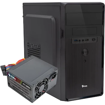 Imagen alusiva al producto Stylos Gabinete Oficina Micro Tower Stylos CGAB5 Modelo STPGAC5B Serie STPGAC5B M-ATX Aluminio + Plástico ABS PSU 500W Negro Dimensiones 41 x 39.5 x 20.5 cm