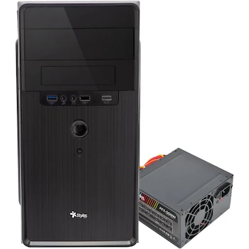 Imagen 2 de Stylos Gabinete Oficina Micro Tower Stylos CGAB5 Modelo STPGAC5B Serie STPGAC5B M-ATX Aluminio + Plástico ABS PSU 500W Negro Dimensiones 41 x 39.5 x 20.5 cm