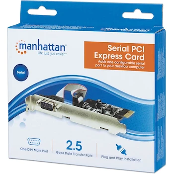 Imagen 5 de Tarjeta Serial PCI Express Manhattan 1 Puerto RS232 DB9 Negra Modelo 158152