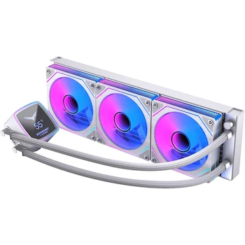 Imagen 2 de Naceb NA-0656B Boreal Enfriamiento Líquido AIO 360 mm con Pantalla Digital 3" 3 Ventiladores PWM ARGB Bomba Silenciosa Compatible Intel AMD Blanco