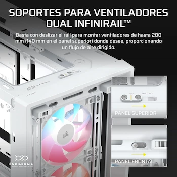Imagen 5 de CORSAIR Frame 4000D LCD RS ARGB Chasis Modular ATX Semitorre – Pantalla Táctil LCD XENEON Edge, 4 Ventiladores RS120 ARGB PWM – Blanco