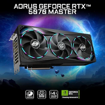 Imagen 2 de GIGABYTE AORUS GeForce RTX 5070 MASTER 12G GDDR7 GV-N5070AORUS M-12GD