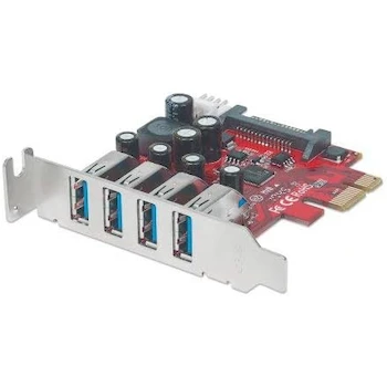 Imagen 3 de Manhattan AC-7235 Tarjeta USB 3.0 PCI Express 4 Puertos Corto-Bracket