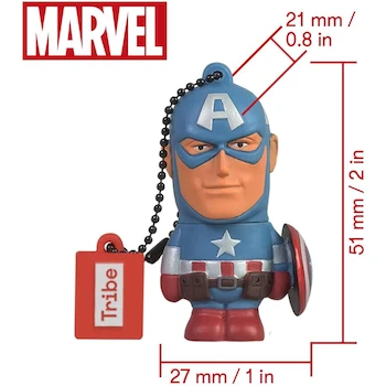 Imagen 2 de Manhattan RAM-3046 Tribe FD016701 Memoria USB 32 GB USB 2.0 Serie Marvel Capitán América Color Azul y Rojo Figura 3D