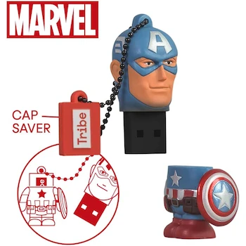 Imagen 3 de Manhattan RAM-3046 Tribe FD016701 Memoria USB 32 GB USB 2.0 Serie Marvel Capitán América Color Azul y Rojo Figura 3D