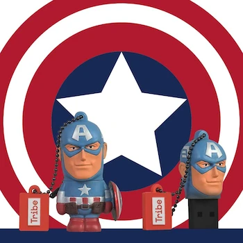 Imagen 5 de Manhattan RAM-3046 Tribe FD016701 Memoria USB 32 GB USB 2.0 Serie Marvel Capitán América Color Azul y Rojo Figura 3D