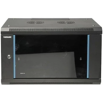 Imagen 3 de Gabinete Mural Intellinet 203845 19" Rack 15U Montaje en Pared Negro con Puerta de Cristal Inastillable