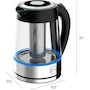 Miniatura de Hukën x Masterchef Tetera Eléctrica Fuse+ Hervidor Eléctrico Tetera de Vidrio con Infusor Removible Base Giratoria Acero Inoxidable 1.7 Litros