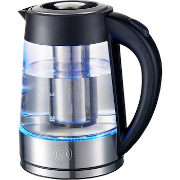 Imagen 4 de Hukën x Masterchef Tetera Eléctrica Fuse+ Hervidor Eléctrico Tetera de Vidrio con Infusor Removible Base Giratoria Acero Inoxidable 1.7 Litros