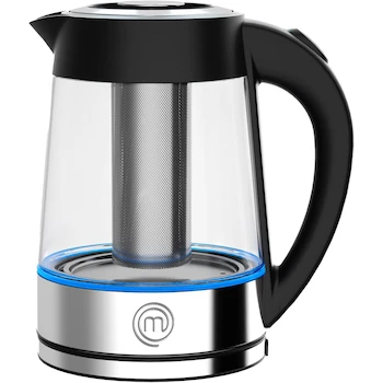 Imagen 5 de Hukën x Masterchef Tetera Eléctrica Fuse+ Hervidor Eléctrico Tetera de Vidrio con Infusor Removible Base Giratoria Acero Inoxidable 1.7 Litros