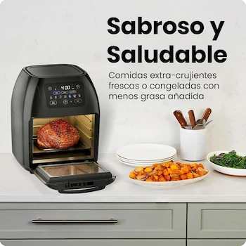 Imagen 3 de Chefman - Freidora Digital Multifuncional + Asador, Deshidratador, Horno de Convección, Modelo RJ38-10-RDO-V2, Capacidad 10L, Color Negro, Tamaño Pequeño
