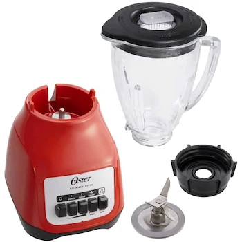 Imagen 3 de Oster Licuadora BLSTKAGRPB con Vaso de Vidrio 1.5 Litros, 2 Velocidades Más Pulso, Color Rojo