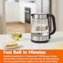 Miniatura de Amazon Basics Hervidor Eléctrico de Vidrio y Acero Inoxidable para Té y Café, Capacidad 1.7 Litros, Color Negro y Plateado, 1.7L