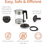 Miniatura de Amazon Basics Hervidor Eléctrico de Vidrio y Acero Inoxidable para Té y Café, Capacidad 1.7 Litros, Color Negro y Plateado, 1.7L