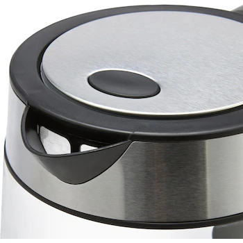 Imagen 5 de Amazon Basics Hervidor Eléctrico de Vidrio y Acero Inoxidable para Té y Café, Capacidad 1.7 Litros, Color Negro y Plateado, 1.7L