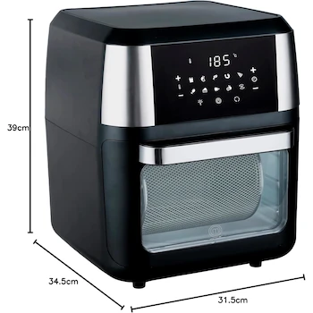 Imagen 3 de Hukën x MasterChef Horno Freidora de Aire Multifuncional 12 L, Modelo MK-AFO-12SS, Color Acero/Negro, Dimensiones 31.5 x 34.5 x 39.5 cm, Acero Inoxidable