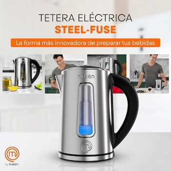Imagen 4 de Hukën x MasterChef Tetera Eléctrica STEEL-FUSE 1.7L Hervidor de Agua con Infusor de Té Removible Acero Inoxidable